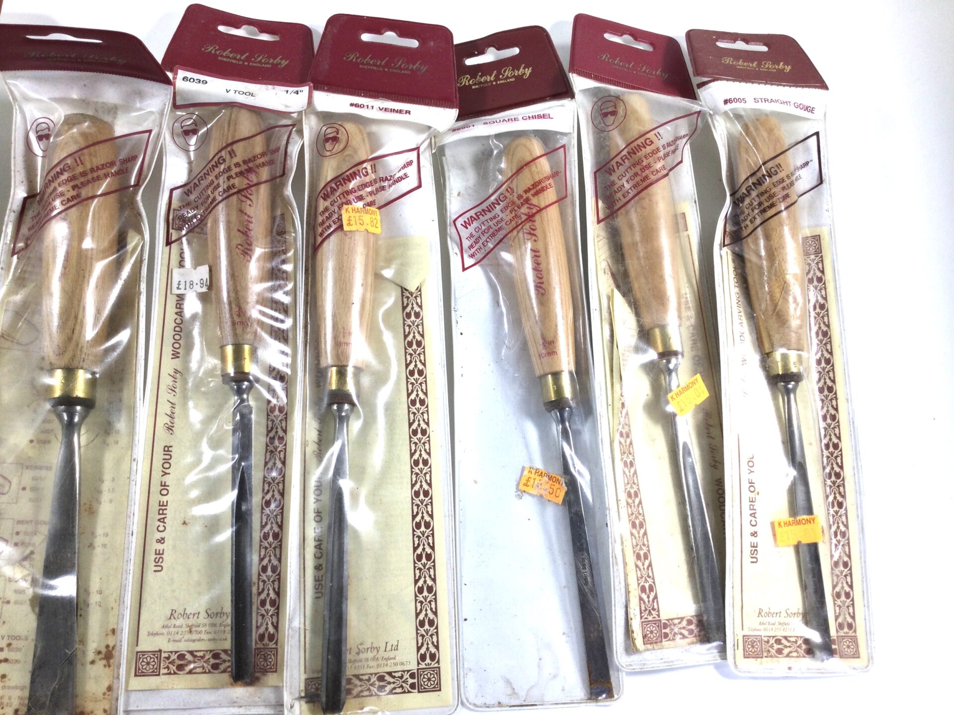 9 Number ROBERT SORBY Carving Tools. (41317) - Image 4