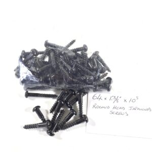 64 x   1.3/8”   No:10s Round Head Japanned Wood Screws  (41421)
