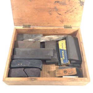 Box of Vintage Slip Honing Stones.  (41800)