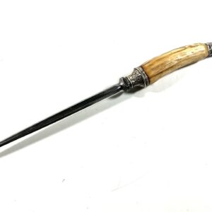 Vintage Hexagonal Cast Steel Butchers Steel, Horn Handle. (43582)