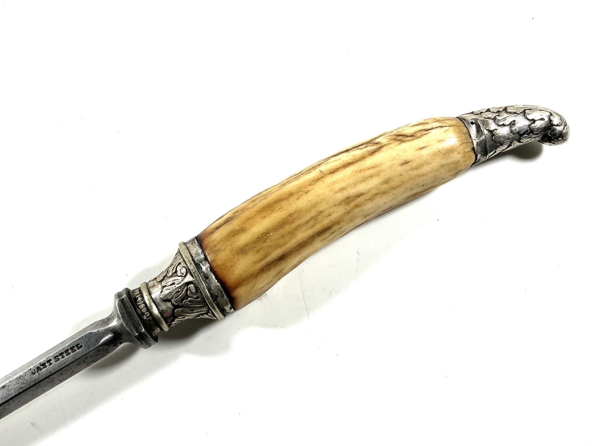 Vintage Hexagonal Cast Steel Butchers Steel, Horn Handle. (43582) - Image 2